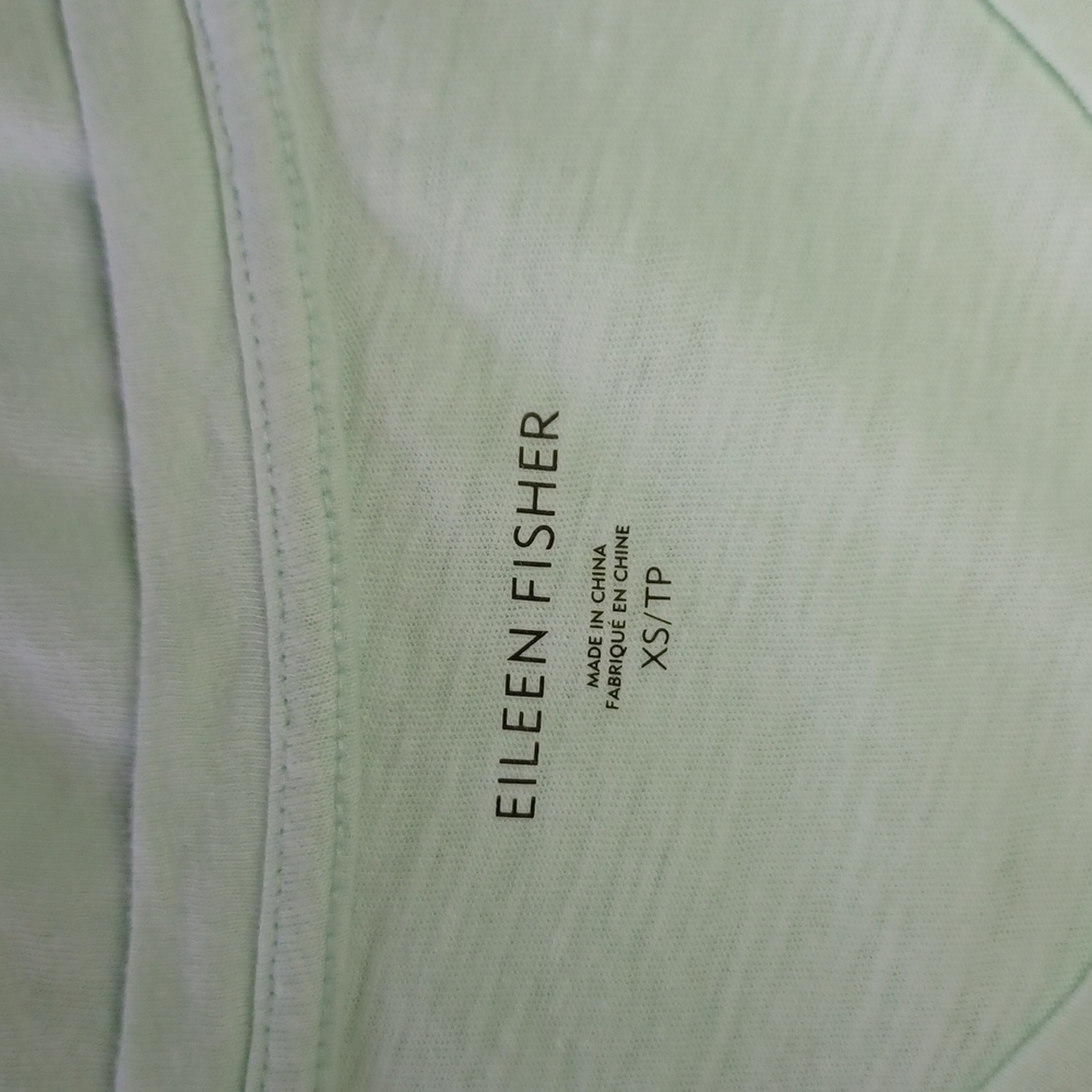 New Eileen Fisher v neck xs short sleeve mint color soft organic cotton soft - Picture 2 of 5